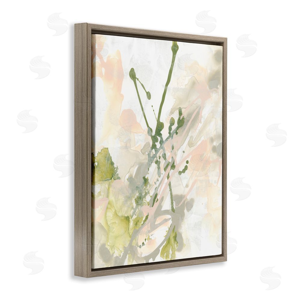 June Erica Vess Green Abstract Splatter Brown Floating Frame Canvas Wall Art Print