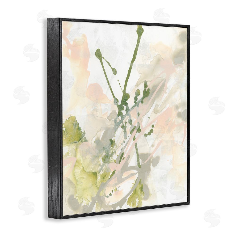 June Erica Vess Green Abstract Splatter Black Framed Giclee Wall Art Print