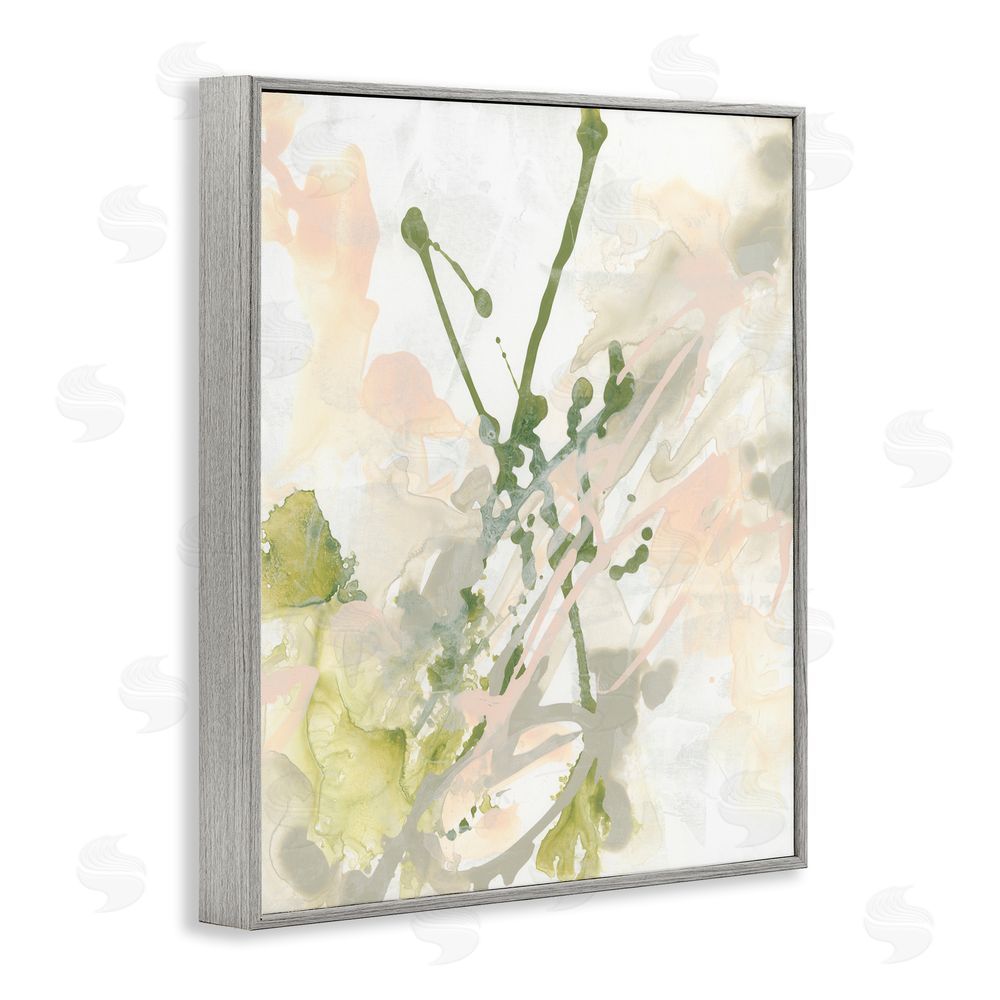 June Erica Vess Green Abstract Splatter Gray Framed Giclee Wall Art Print
