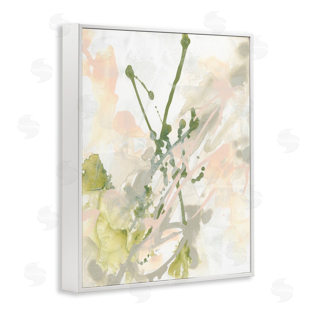 June Erica Vess Green Abstract Splatter White Framed Giclee Wall Art Print