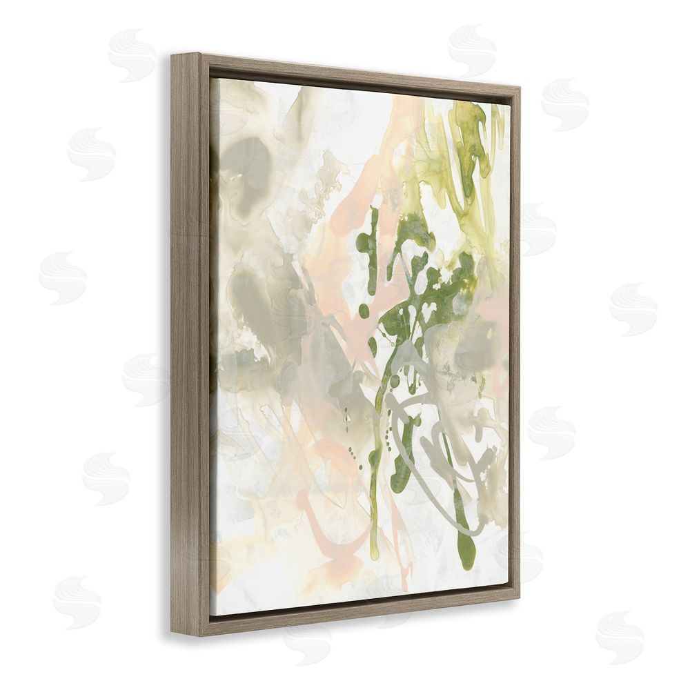 June Erica Vess Abstract Green & Beige Brown Floating Frame Canvas Wall Art Print