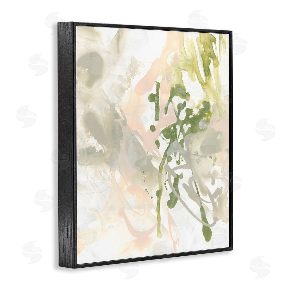June Erica Vess Abstract Green & Beige Black Framed Giclee Wall Art Print