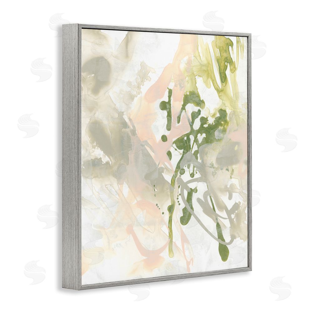 June Erica Vess Abstract Green & Beige Gray Framed Giclee Wall Art Print
