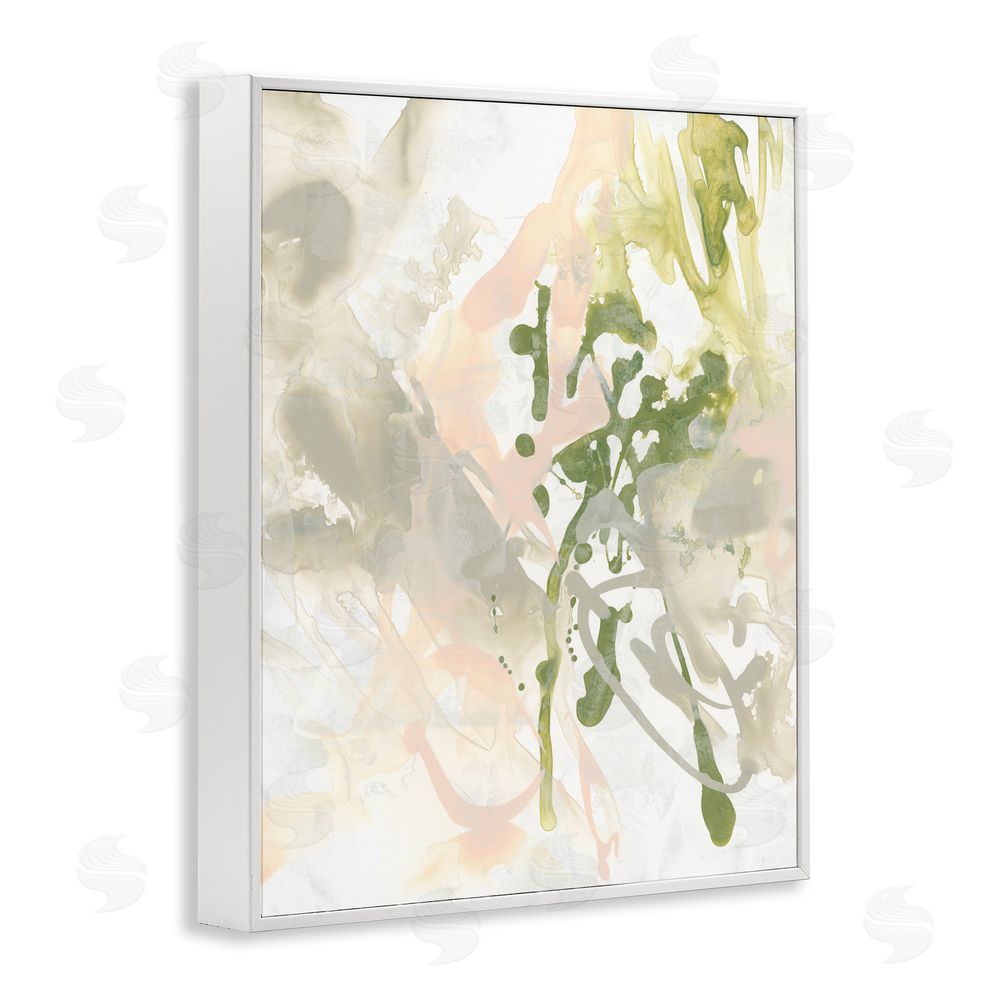 June Erica Vess Abstract Green & Beige White Framed Giclee Wall Art Print