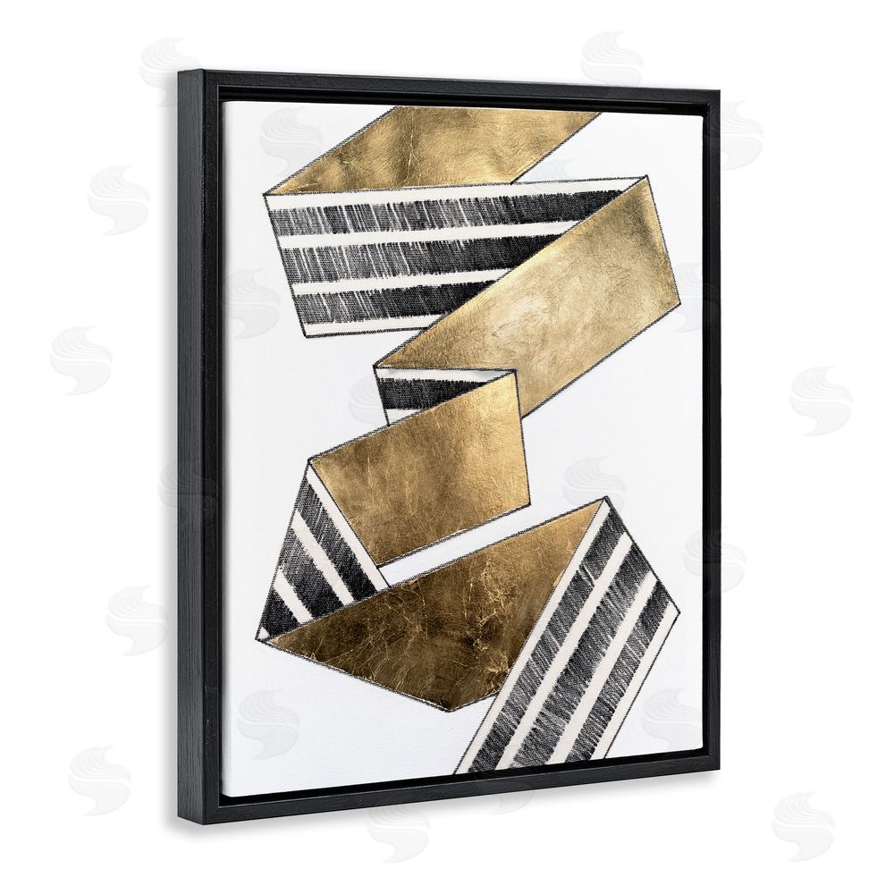 Vanna Lam Alternating Striped Ribbon Black Floating Frame Canvas Wall Art Print