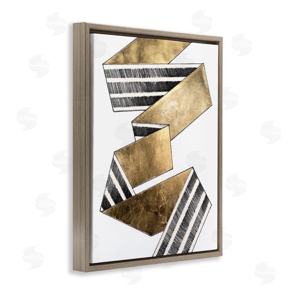 Vanna Lam Alternating Striped Ribbon Brown Floating Frame Canvas Wall Art Print