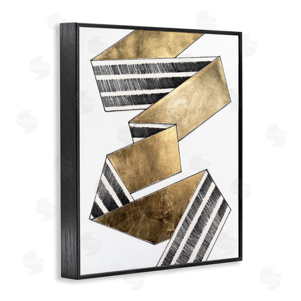 Vanna Lam Alternating Striped Ribbon Black Framed Giclee Wall Art Print