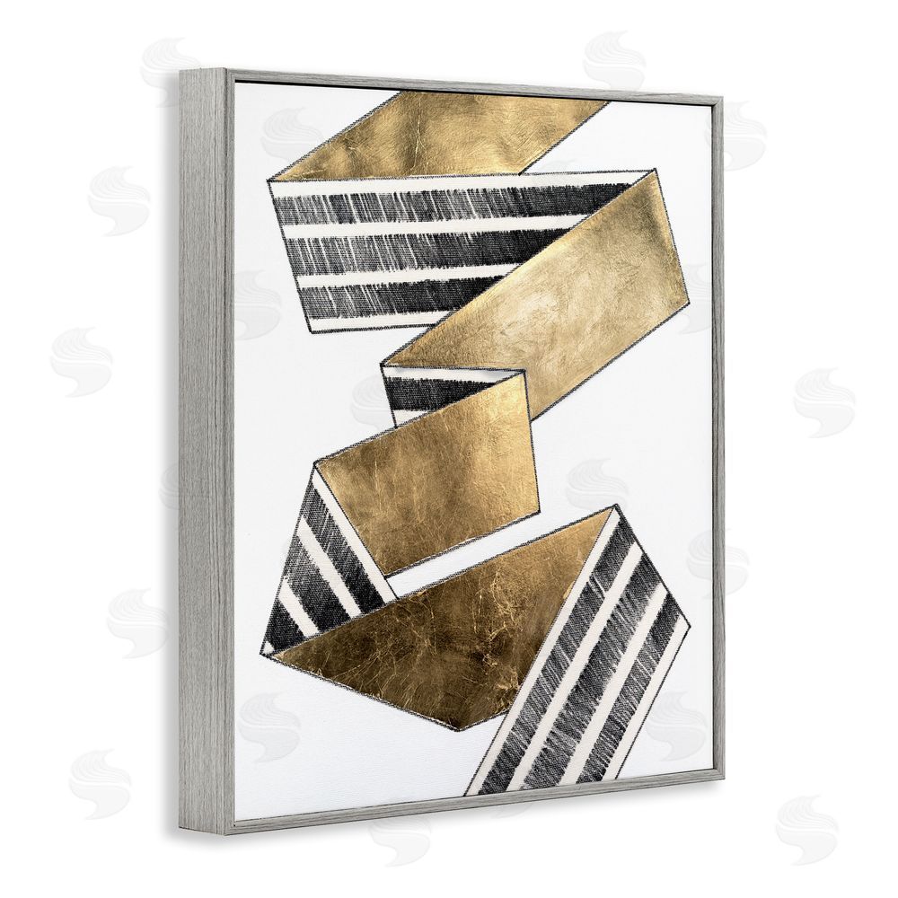 Vanna Lam Alternating Striped Ribbon Gray Framed Giclee Wall Art Print