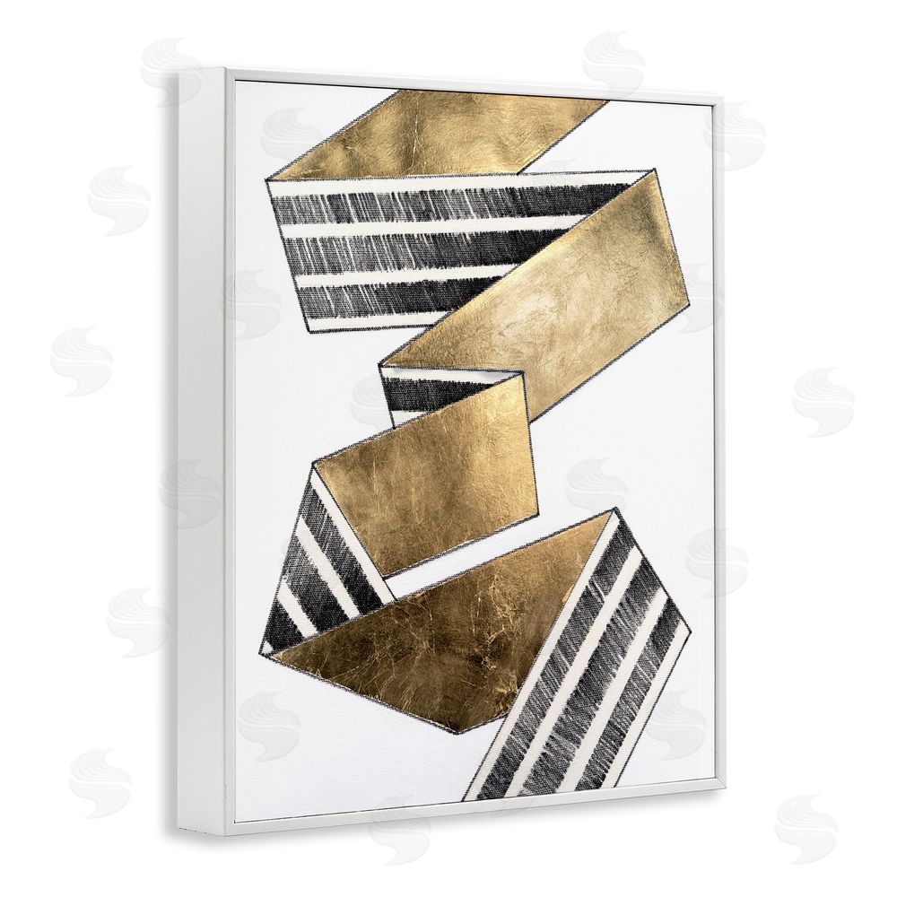 Vanna Lam Alternating Striped Ribbon White Framed Giclee Wall Art Print