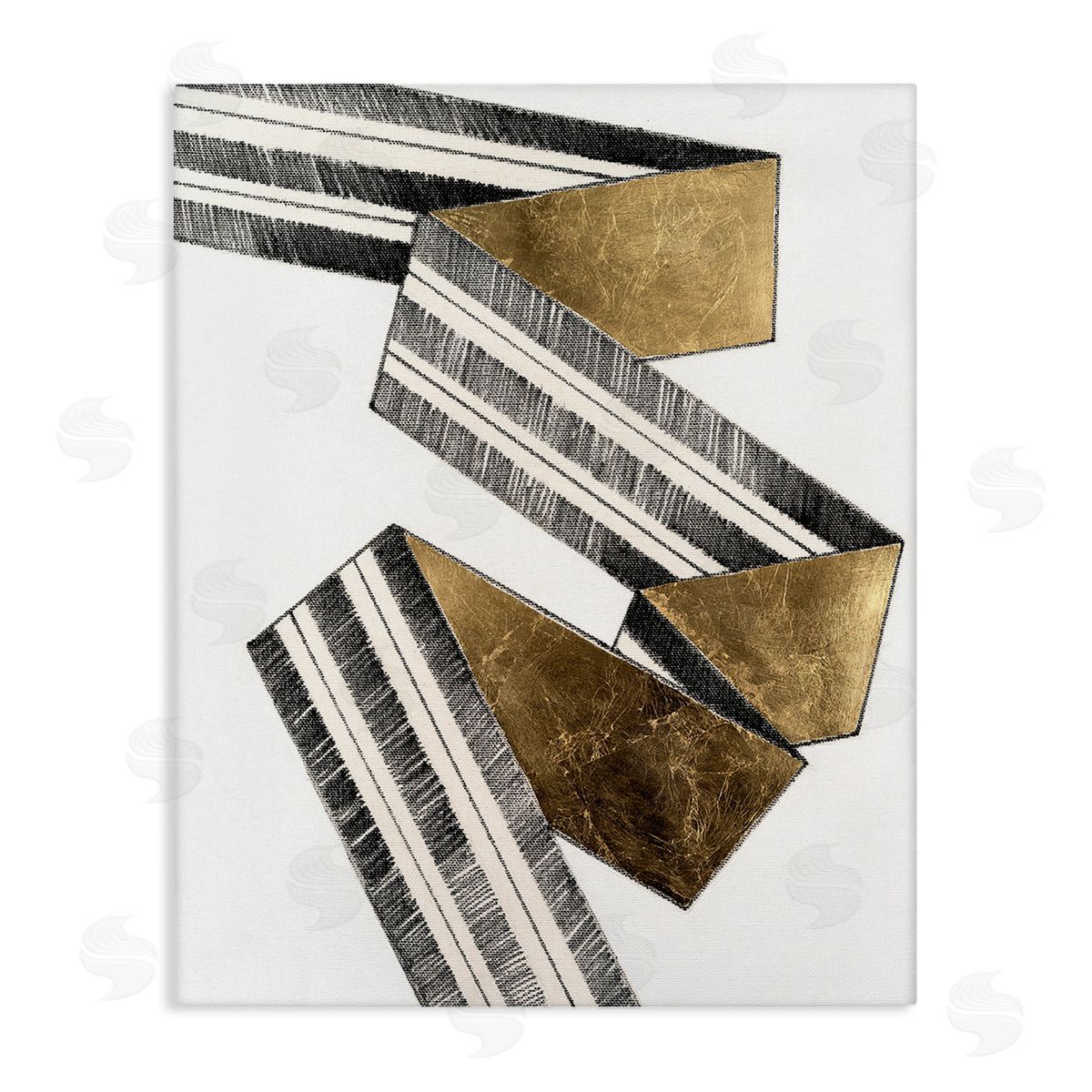 Vanna Lam Alternating Geometric Ribbon Stretched Canvas Wall Art Print
