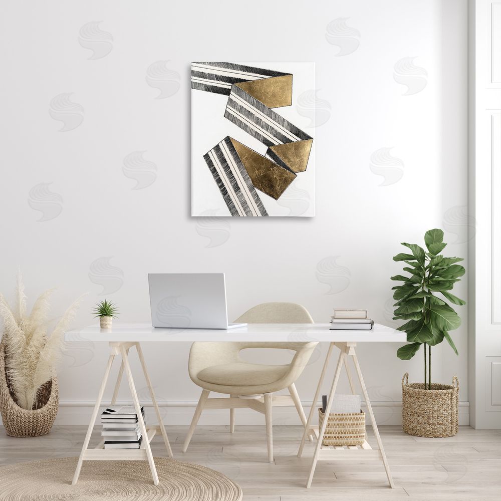 Vanna Lam Alternating Geometric Ribbon Canvas Wall Art Print in Room