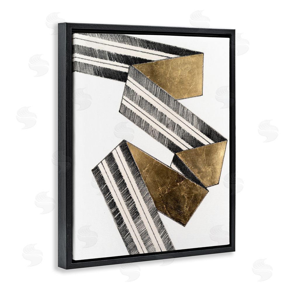 Vanna Lam Alternating Geometric Ribbon Black Floating Frame Canvas Wall Art Print