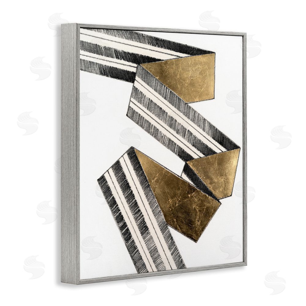 Vanna Lam Alternating Geometric Ribbon Gray Framed Giclee Wall Art Print