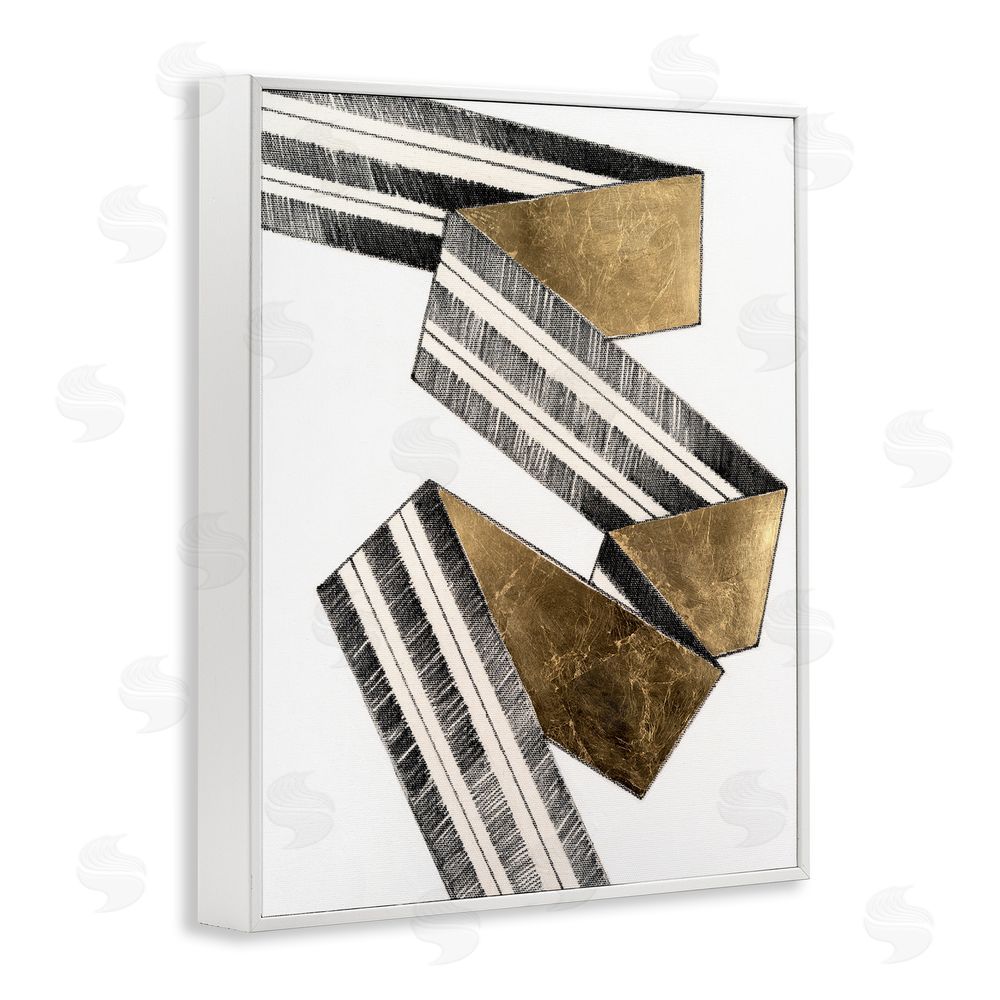 Vanna Lam Alternating Geometric Ribbon White Framed Giclee Wall Art Print