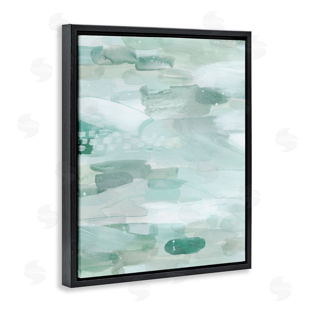 Grace Popp Horizontal Green Strokes Black Floating Frame Canvas Wall Art Print