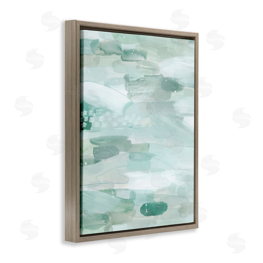 Grace Popp Horizontal Green Strokes Brown Floating Frame Canvas Wall Art Print