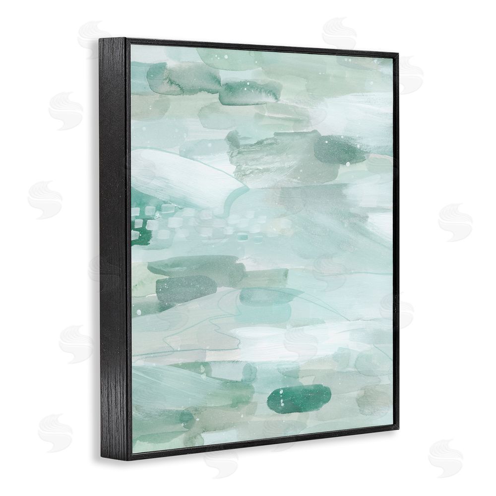 Grace Popp Horizontal Green Strokes Black Framed Giclee Wall Art Print