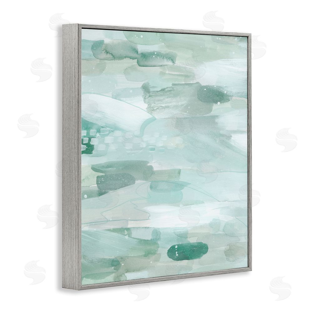 Grace Popp Horizontal Green Strokes Gray Framed Giclee Wall Art Print