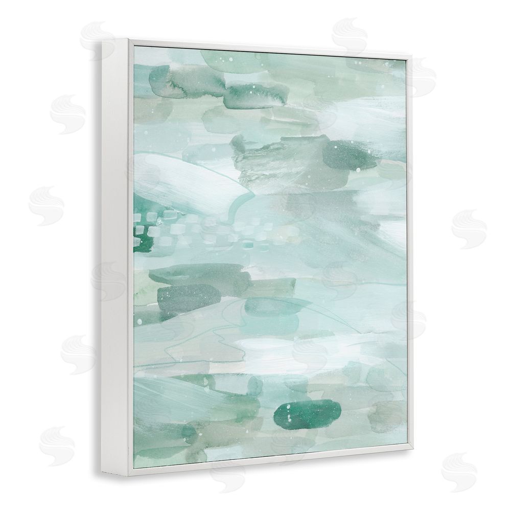 Grace Popp Horizontal Green Strokes White Framed Giclee Wall Art Print