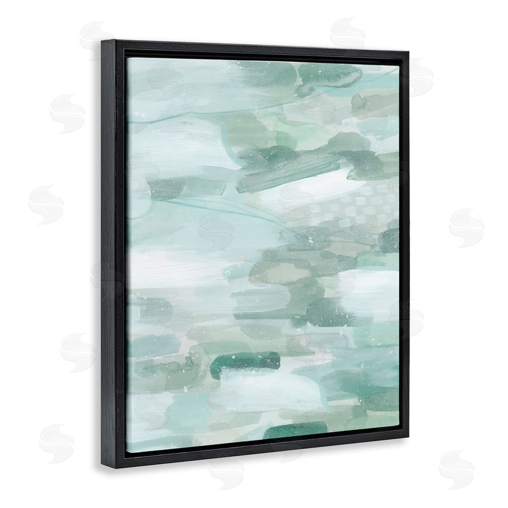 Grace Popp Green Brush Strokes Black Floating Frame Canvas Wall Art Print