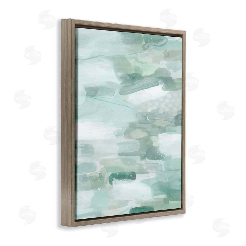 Grace Popp Green Brush Strokes Brown Floating Frame Canvas Wall Art Print