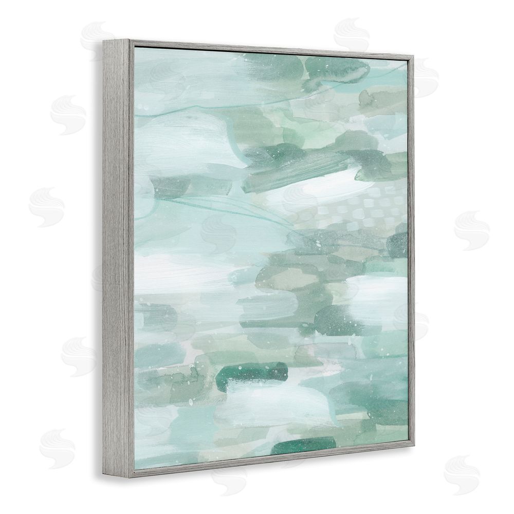 Grace Popp Green Brush Strokes Gray Framed Giclee Wall Art Print