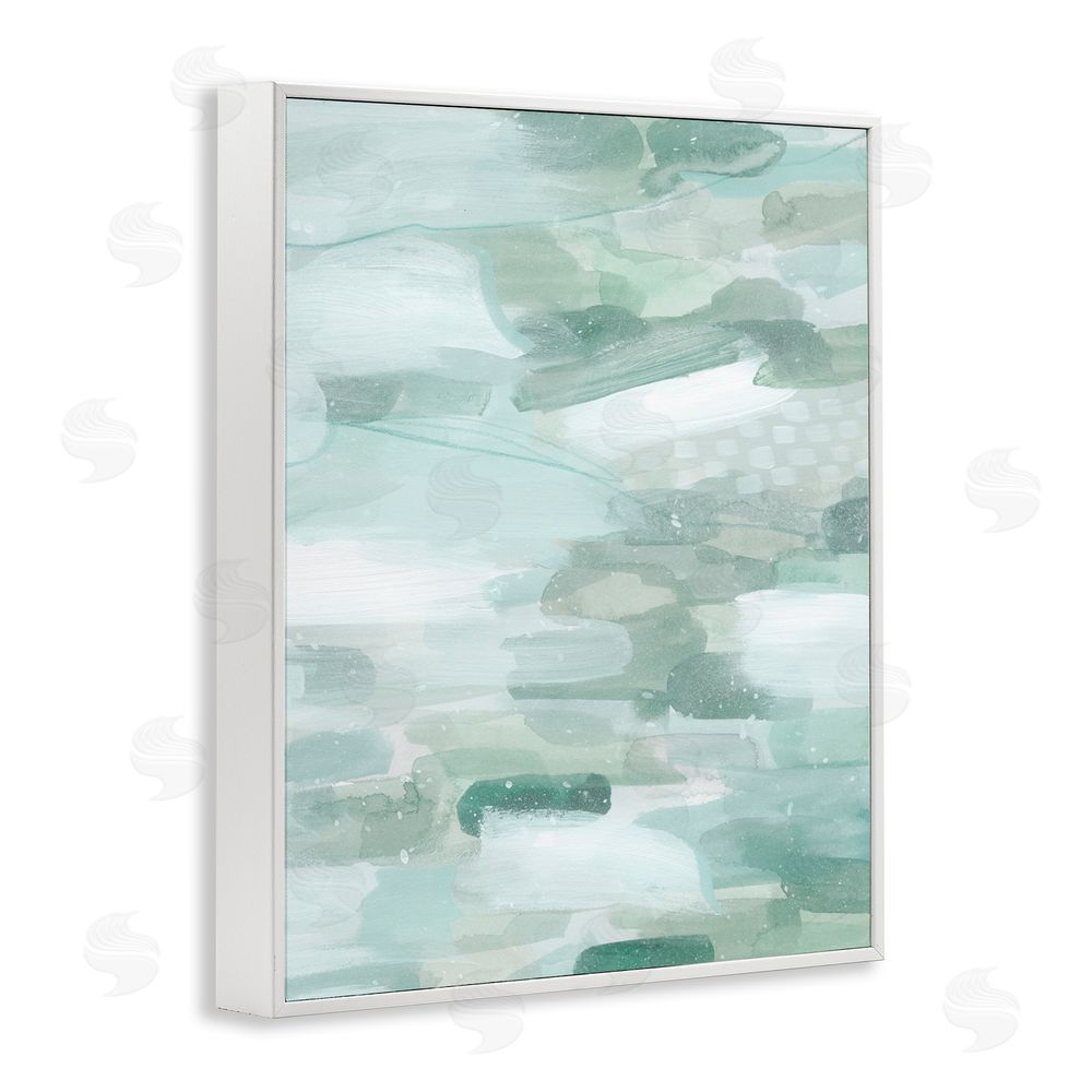 Grace Popp Green Brush Strokes White Framed Giclee Wall Art Print