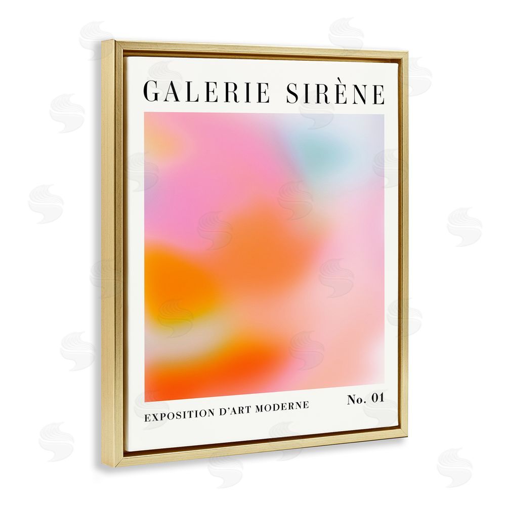 Victoria Barnes Bold Ombre Pattern Gold Floating Frame Canvas Wall Art Print