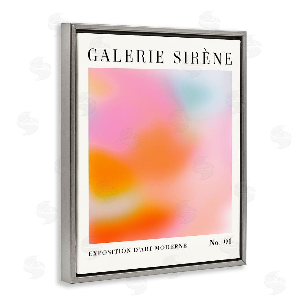 Victoria Barnes Bold Ombre Pattern Grey Floating Frame Canvas Wall Art Print