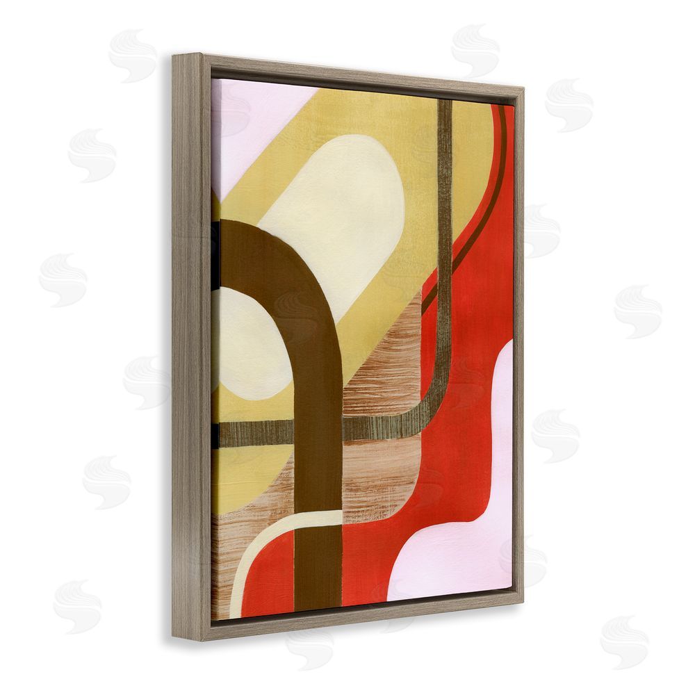 Grace Popp Wavy Retro Shapes Brown Floating Frame Canvas Wall Art Print