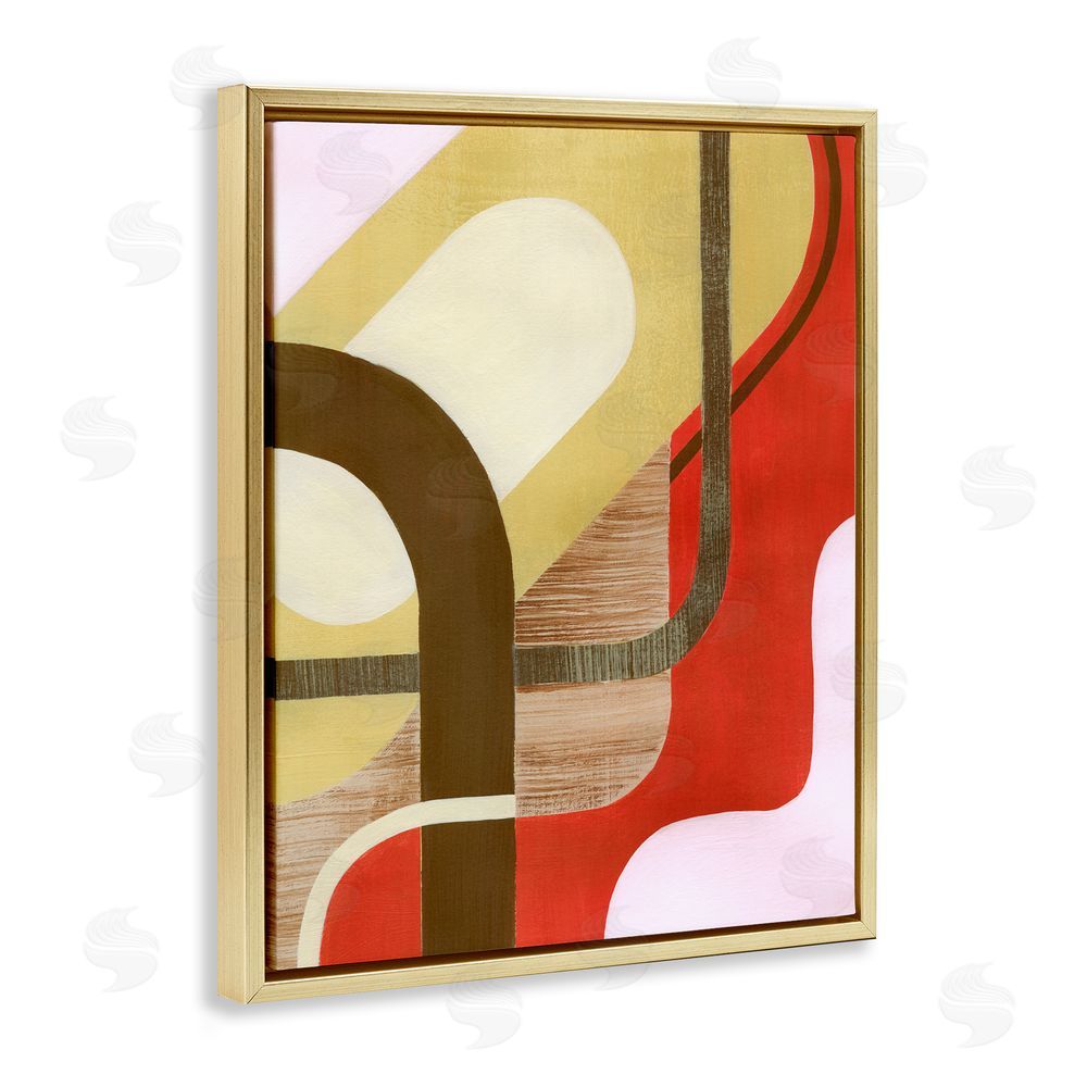 Grace Popp Wavy Retro Shapes Gold Floating Frame Canvas Wall Art Print