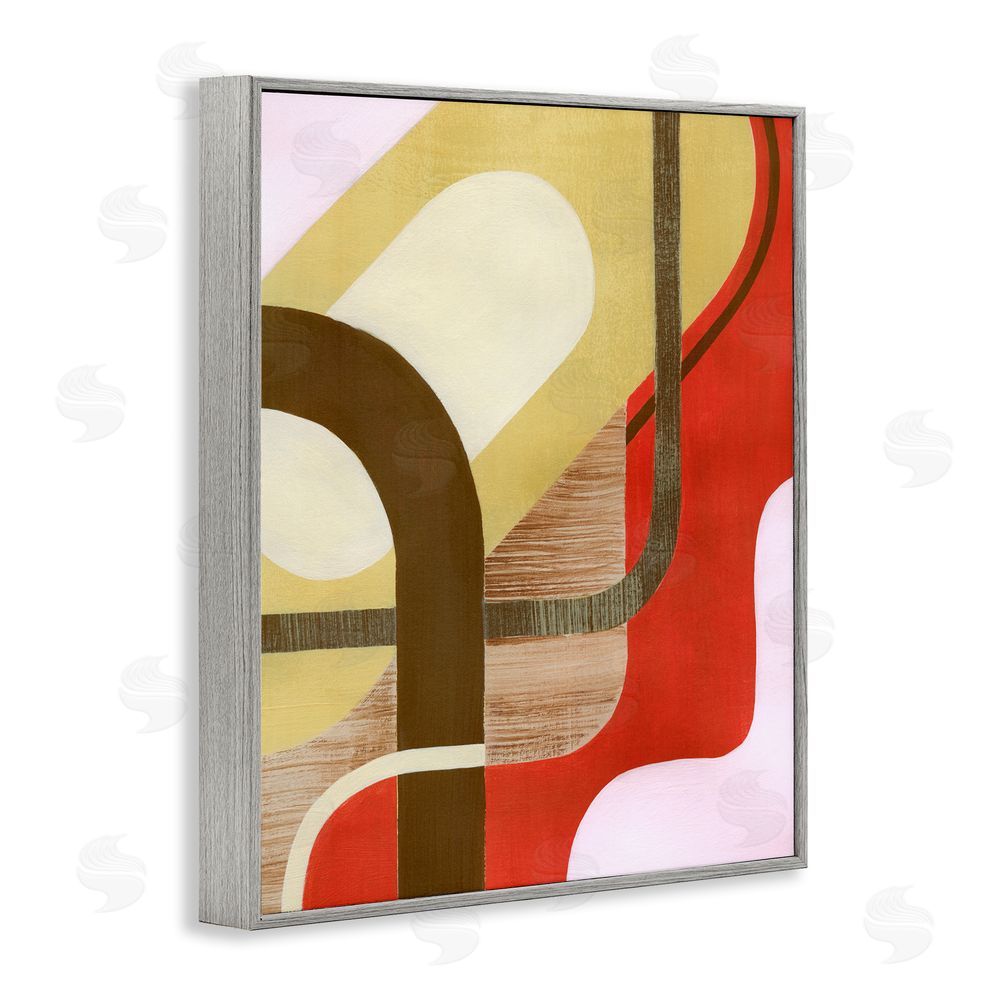 Grace Popp Wavy Retro Shapes Gray Framed Giclee Wall Art Print
