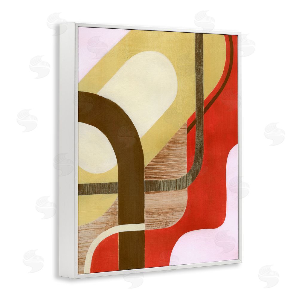 Grace Popp Wavy Retro Shapes White Framed Giclee Wall Art Print