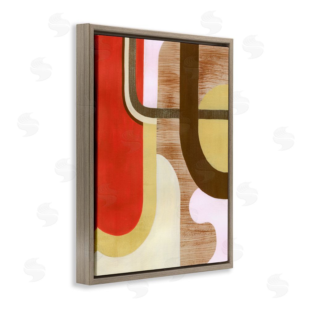 Grace Popp Rustic Curved Shapes Brown Floating Frame Canvas Wall Art Print