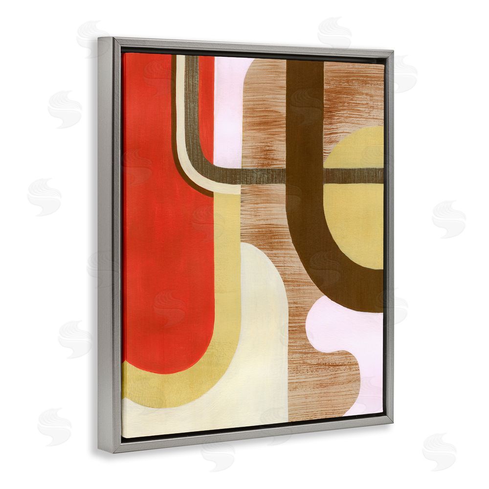 Grace Popp Rustic Curved Shapes Grey Floating Frame Canvas Wall Art Print