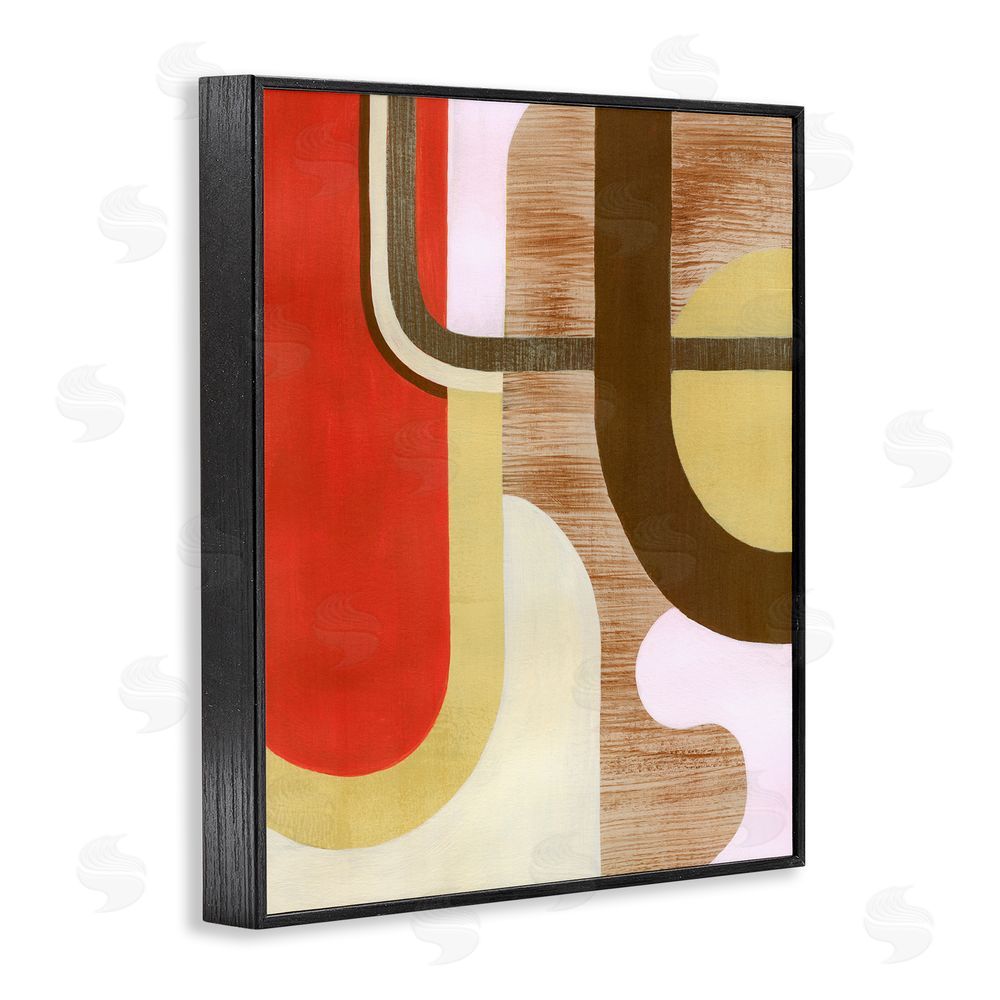 Grace Popp Rustic Curved Shapes Black Framed Giclee Wall Art Print