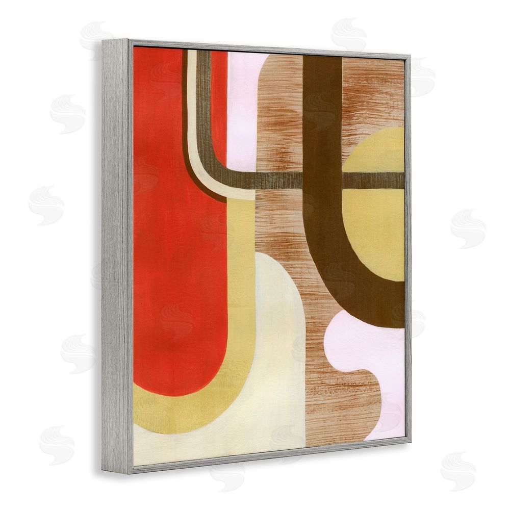 Grace Popp Rustic Curved Shapes Gray Framed Giclee Wall Art Print