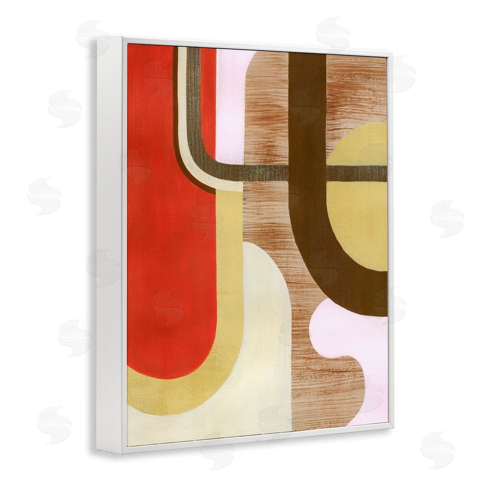 Grace Popp Rustic Curved Shapes White Framed Giclee Wall Art Print