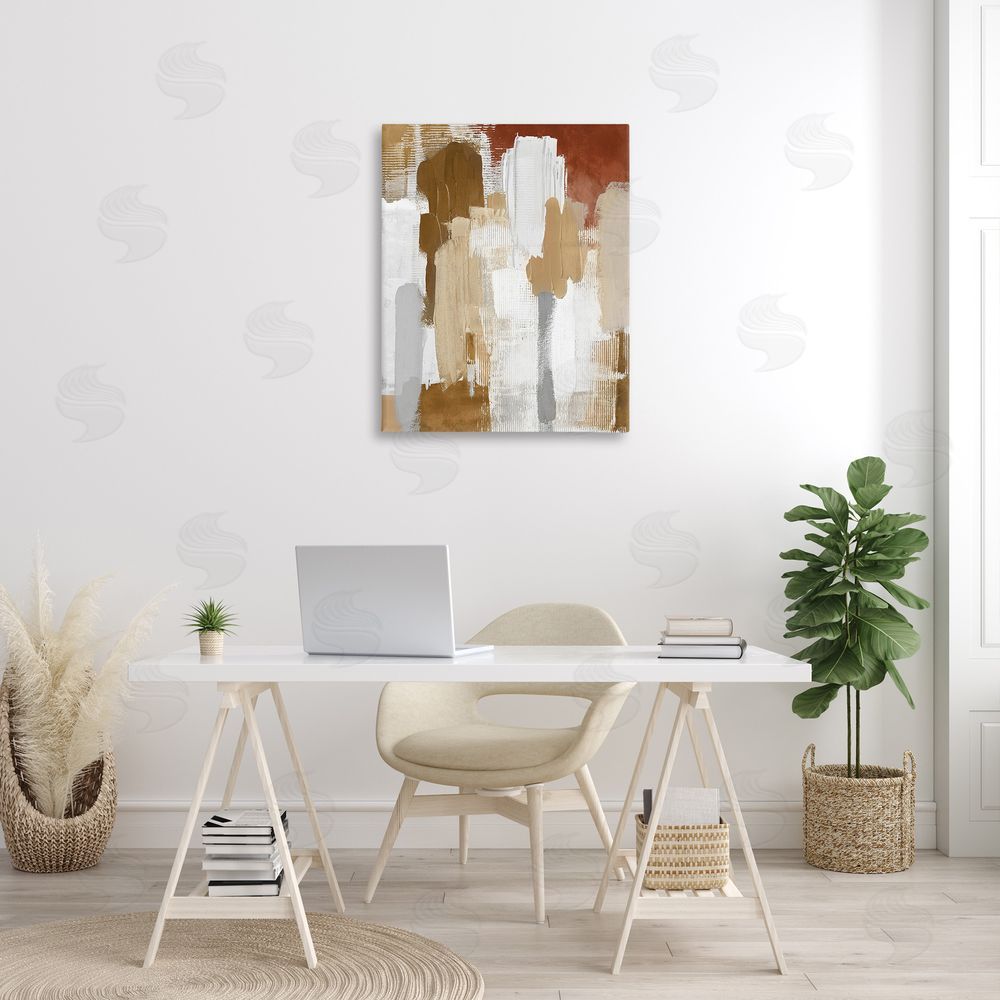 Amber Sterling Natural Hues Brush Strokes Canvas Wall Art Print in Room