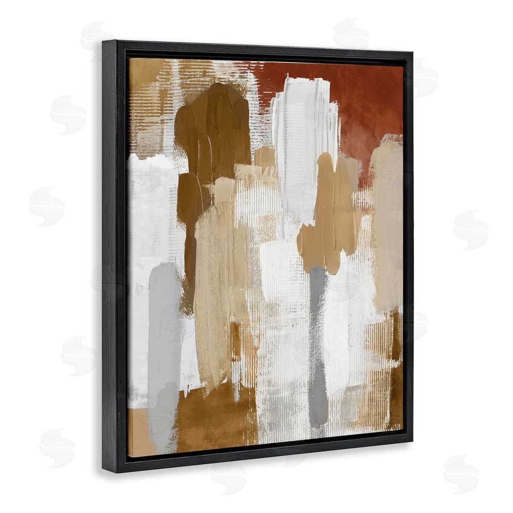 Amber Sterling Natural Hues Brush Strokes Black Floating Frame Canvas Wall Art Print