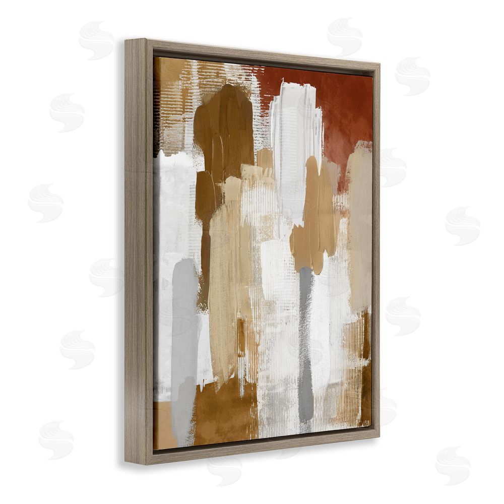 Amber Sterling Natural Hues Brush Strokes Brown Floating Frame Canvas Wall Art Print