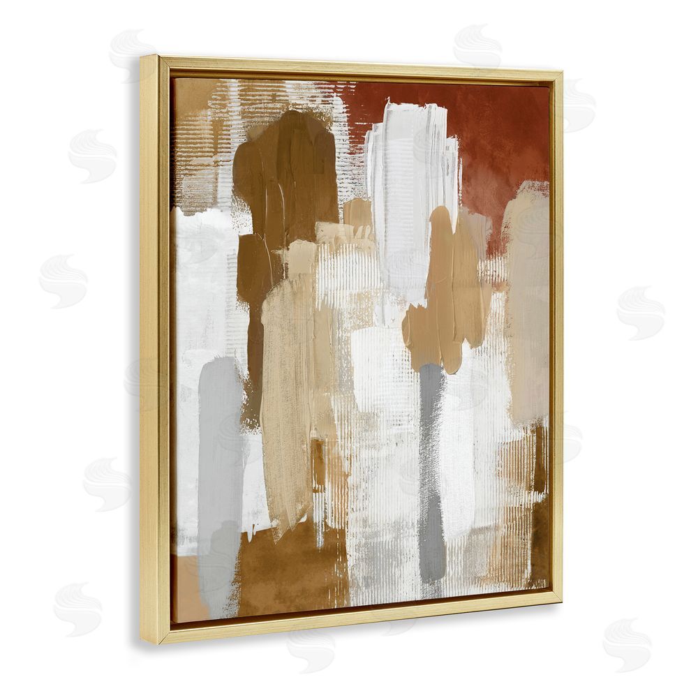 Amber Sterling Natural Hues Brush Strokes Gold Floating Frame Canvas Wall Art Print