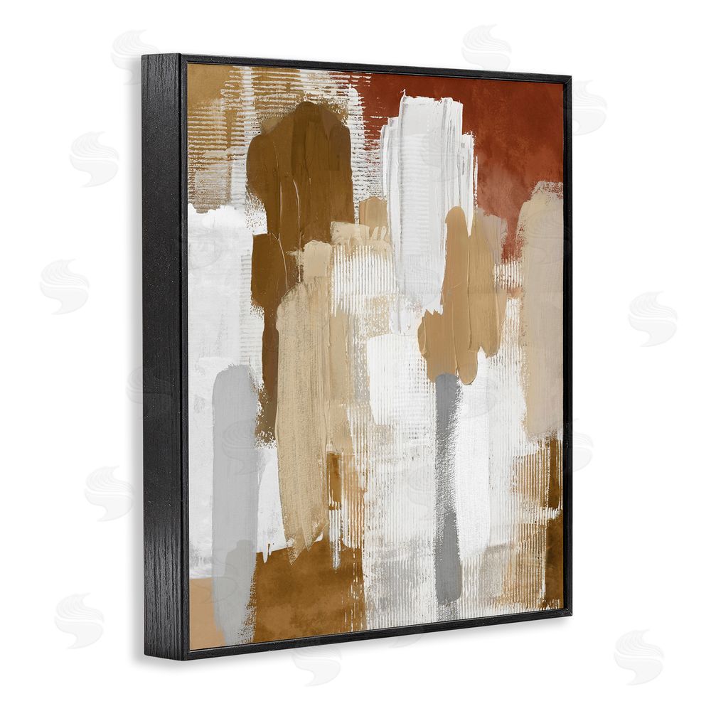 Amber Sterling Natural Hues Brush Strokes Black Framed Giclee Wall Art Print