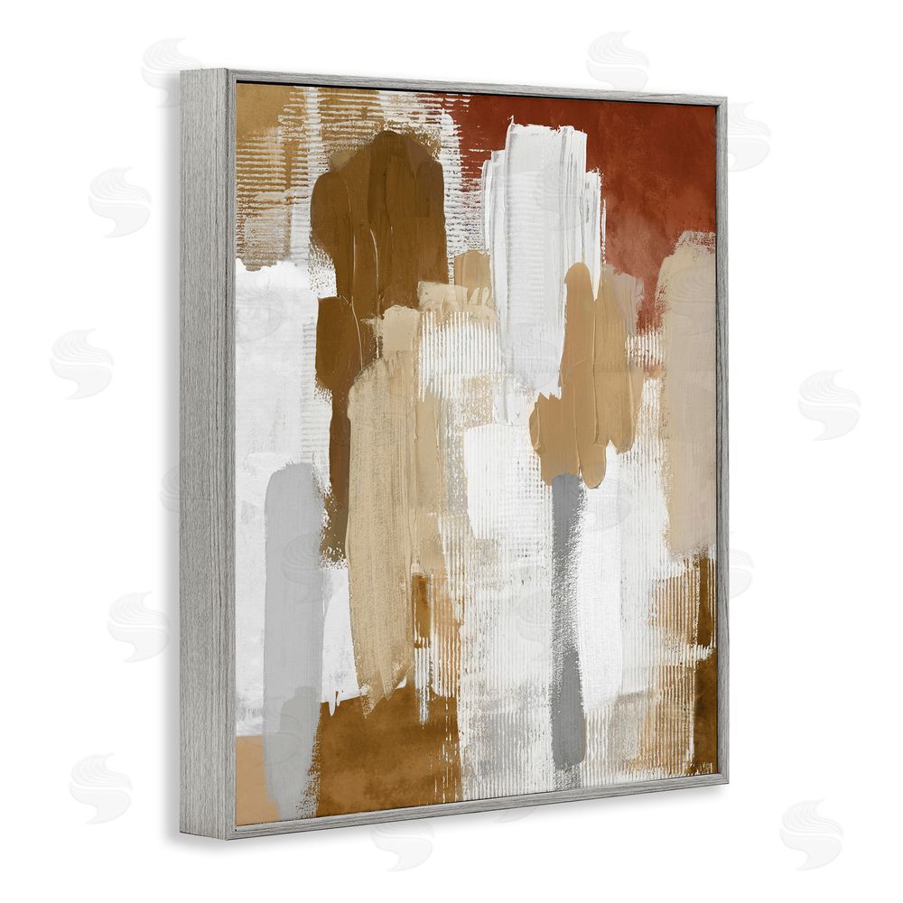 Amber Sterling Natural Hues Brush Strokes Gray Framed Giclee Wall Art Print