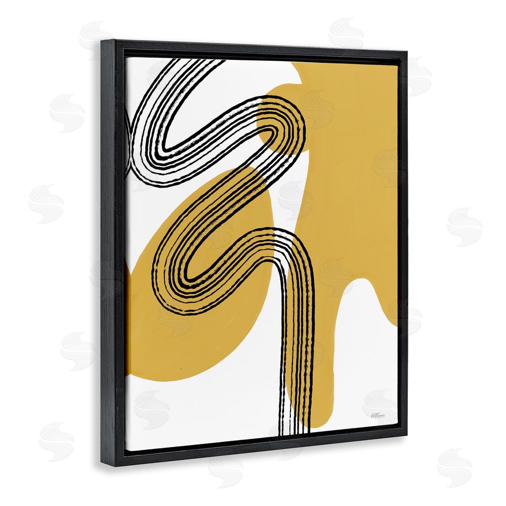 Cat Thurman Designs Contemporary Splatter & Lines Black Floating Frame Canvas Wall Art Print