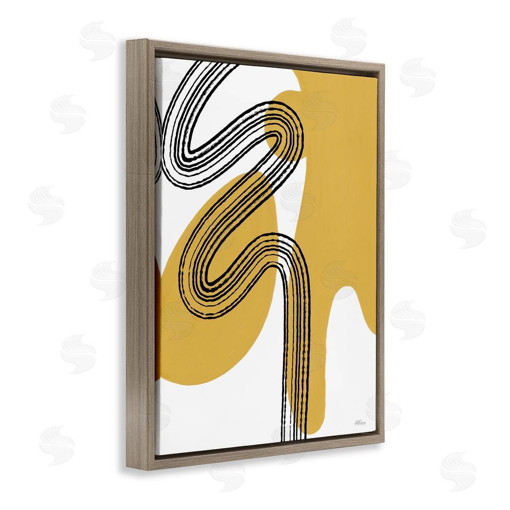 Cat Thurman Designs Contemporary Splatter & Lines Brown Floating Frame Canvas Wall Art Print