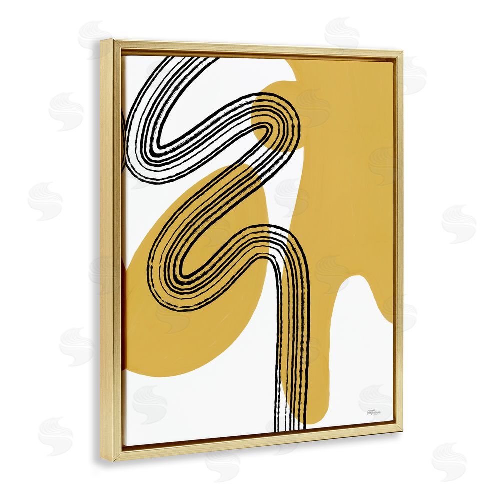 Cat Thurman Designs Contemporary Splatter & Lines Gold Floating Frame Canvas Wall Art Print