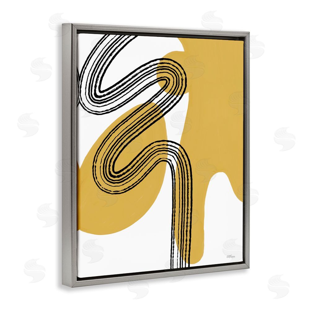 Cat Thurman Designs Contemporary Splatter & Lines Grey Floating Frame Canvas Wall Art Print