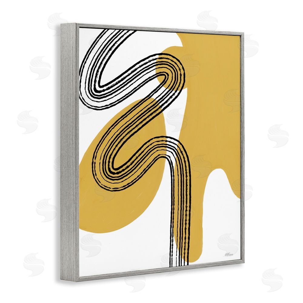 Cat Thurman Designs Contemporary Splatter & Lines Gray Framed Giclee Wall Art Print