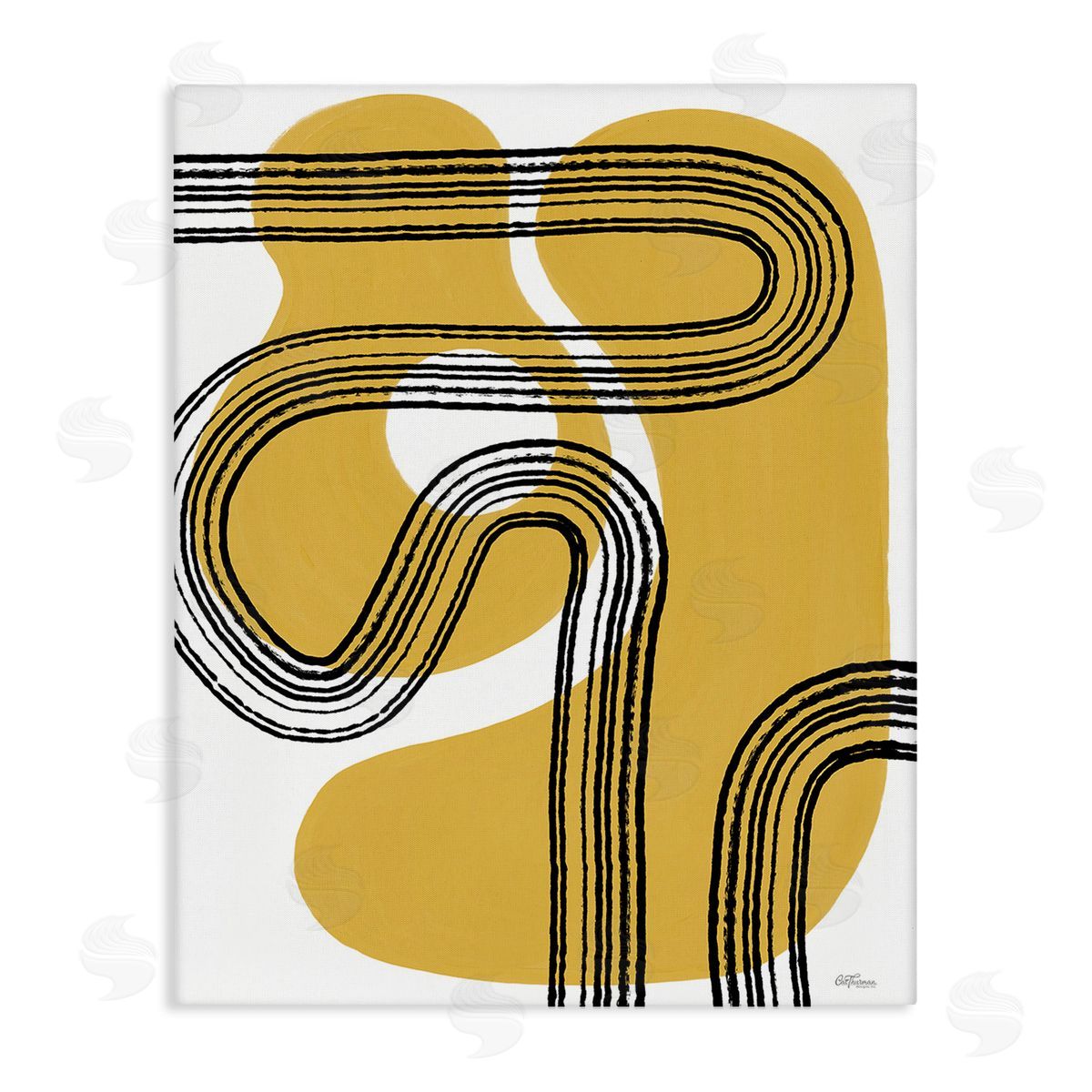Cat Thurman Designs Curved Stripes on Shapes Stretched Canvas Wall Art Print